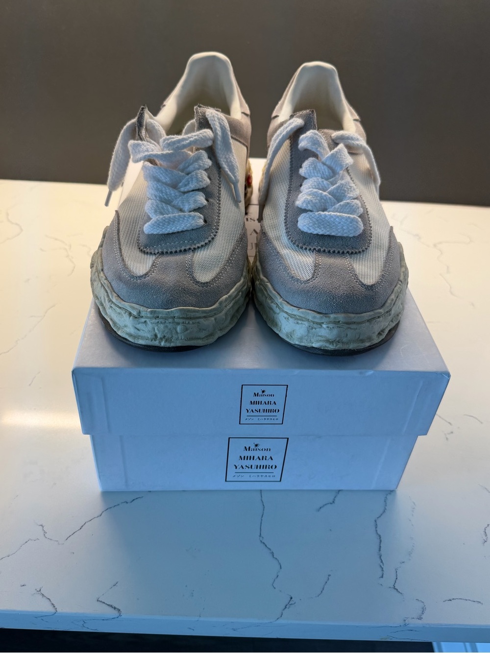 Mihara yasuhiro  White & Gray Low-Top Sneakers